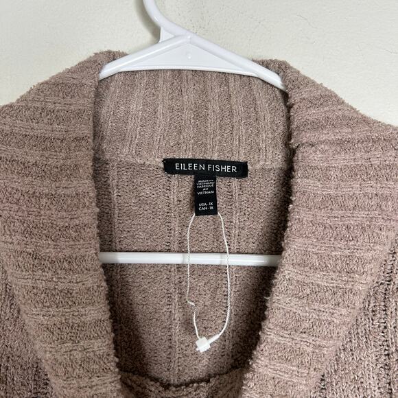 NWOT Eileen Fisher Mock Neck Ribbed Sweater Dove Tan - Picture 3 of 5